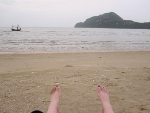 My feet at Dolphin Bay! Bring on the relaxation...