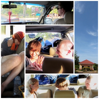 Travelling from Phnom Penh to Siem Reap in a van.