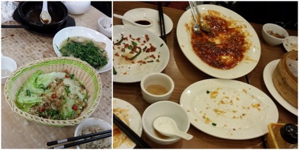 I get so excited by "real" Chinese food that I don't think to take a photo until the food is gone! So you'll just have to trust me that those cleaned up dishes once held 椒盐豆腐 and 干扁豆角 and 松鼠鱼 and 豆苗 and 上海小笼包 and more...